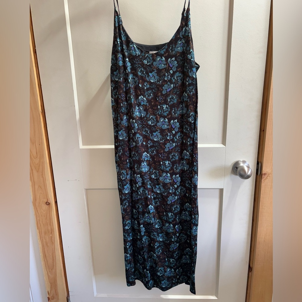 Frank & Oak Blue and Brown Floral Maxi Dress
